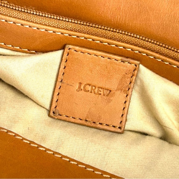Vintage J.Crew Tan Leather Tote Bag with Gold Hardware - Picture 6 of 6